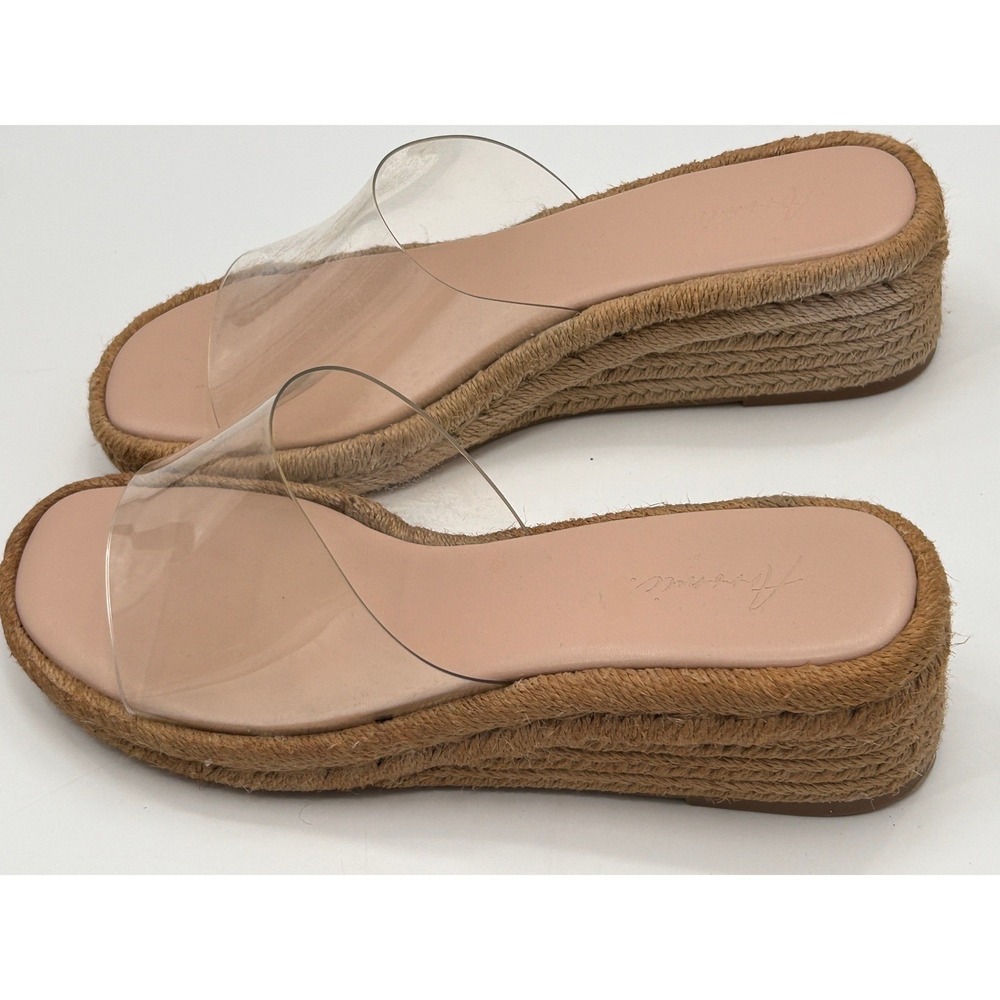 Arromic Clear Strap Espadrille Wedge Slide Sandals Natural Size 8 Resort Chic